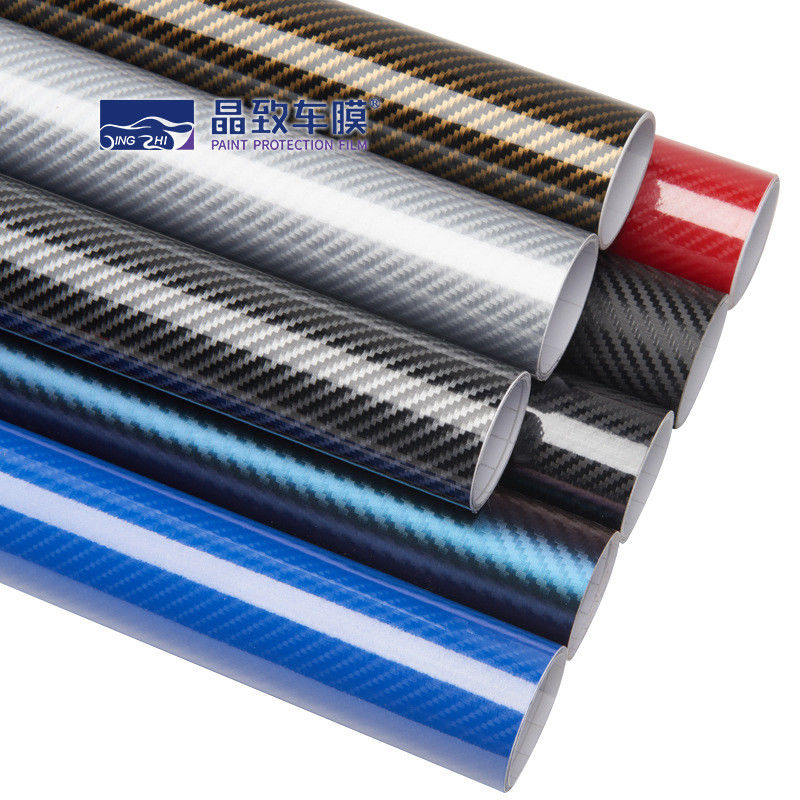1.52x30M PET Vinil Film 3D Karbon Fiber Koyu Mavi Renk Gerdirilebilir