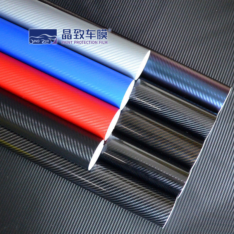 1.52x30M PET Vinil Film 3D Karbon Fiber Koyu Mavi Renk Gerdirilebilir