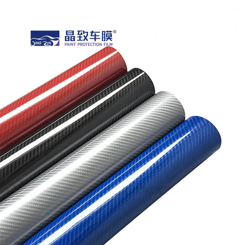 1.52x30M PET Vinil Film 3D Karbon Fiber Koyu Mavi Renk Gerdirilebilir